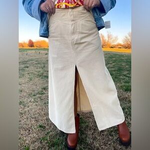 Free People Come As You Are Cord Maxi Skirt in Beechwood